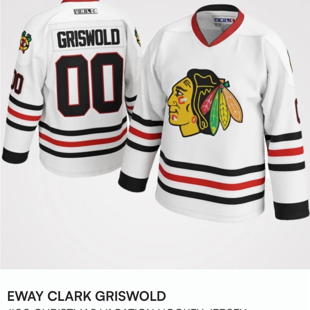 White Hockey Jersey with Black and Red Accents